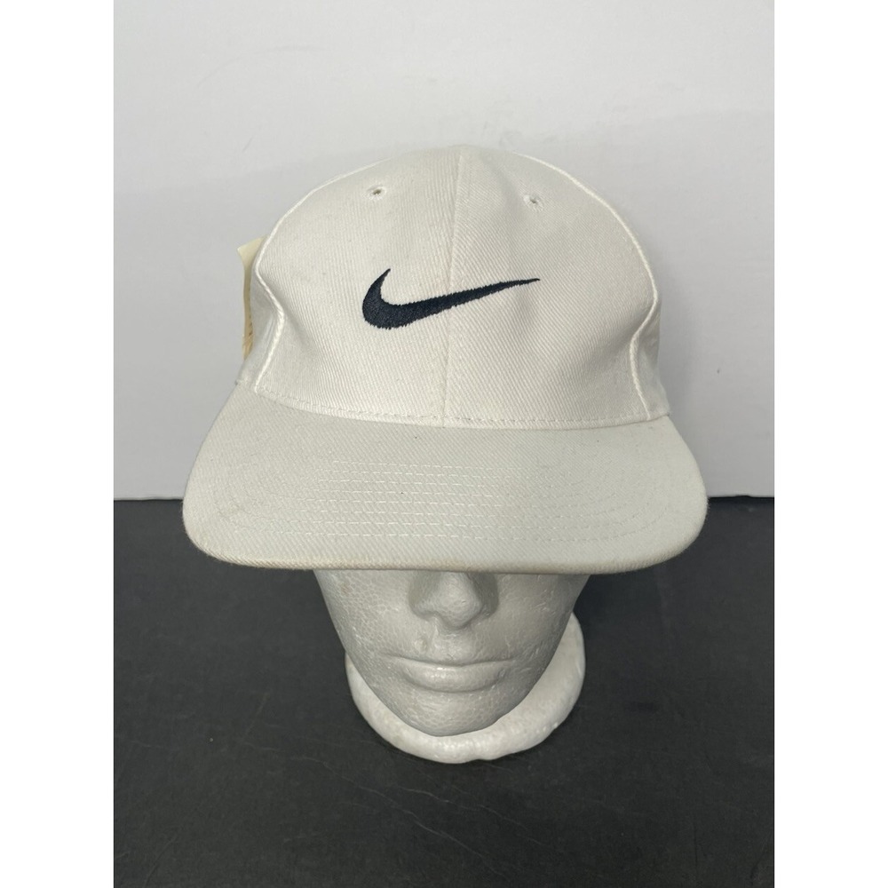 VTG‎ 90s Nike Hat Adult Baseball Cap StrapBack One Size White Center Swoosh NWT
